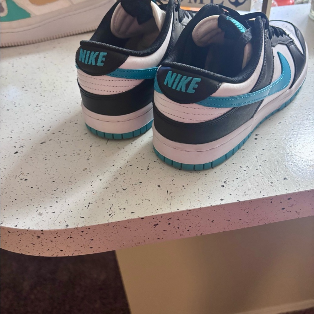 Nike Dunk Low Black and Teal Sneakers - Picture 3 of 4